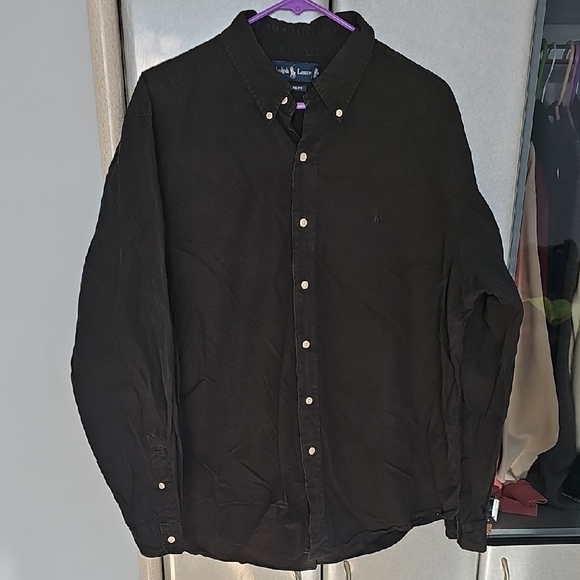 Ralph Lauren Black Casual Button Down Classic Fit Garment Dyed Shirt, XL - Picture 2 of 7